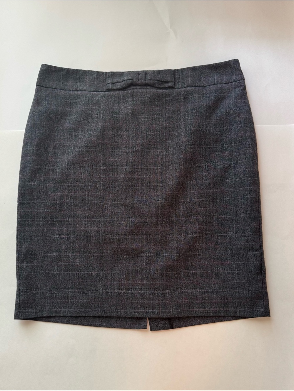 Ann Taylor Loft Gray Plaid Pencil Skirt with Waist Bow Size 12